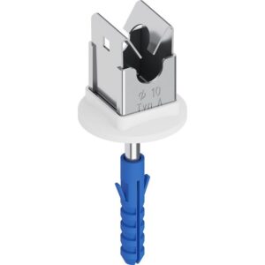 Клипс неръждаем V2A за тел Ф 10 mm, тип A, с розетка, винт и дюбел