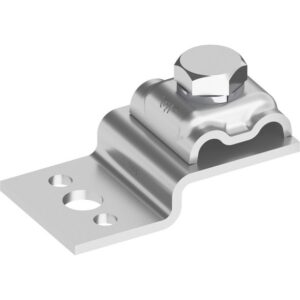 Ъглова планка, алуминий, за тел Ф 8 mm, с отвори 2x Ф 6,5 mm и 1x Ф 10,5 mm